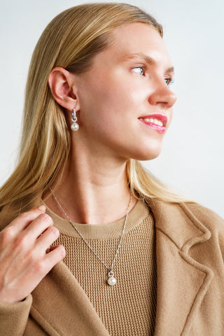 Georgini Silver Adagio Pearl Duo Hoop Earrings
