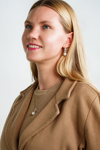 Georgini Silver Adagio Pearl Duo Hoop Earrings