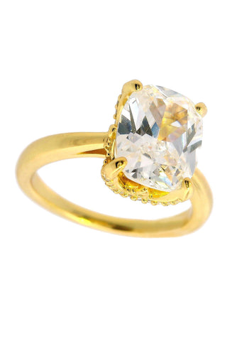 Georgini Gold Plated Silver Elaine Cushion Hidden Halo CZ Ring