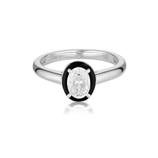 Georgini Silver Refections CZ & Black Enamel Ring