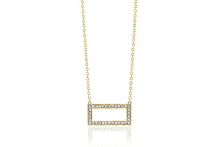 18ct Yellow Gold Diamond Rectangle Necklace