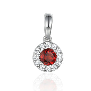 9ct White Gold Garnet & Diamond Cluster Pendant