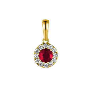 9ct Yellow Gold Ruby & Diamond Cluster Pendant