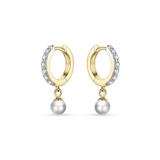 Gisser Gold Plated Pearl & CZ Hoop Earrings