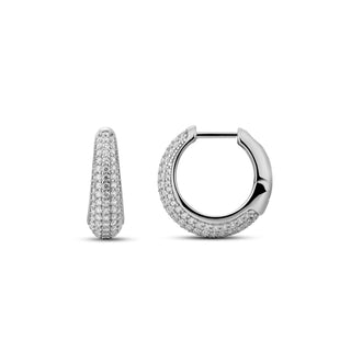 Gisser Silver Graduated Pave CZ Hoops
