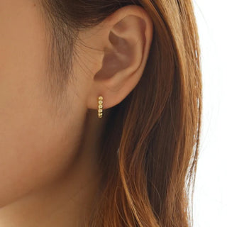 Gisser Gold Plated Beaded Small Hoop Earrings