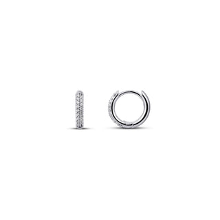 Gisser Silver 12mm Double Row Pavé Zirconia Hoops