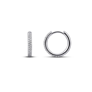 Gisser Silver 15mm Double Row Pavé Zirconia Hoops