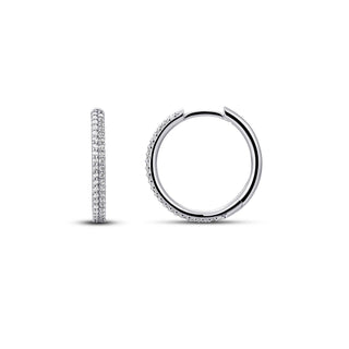 Gisser Silver 20mm Double Row Pavé Zirconia Hoops