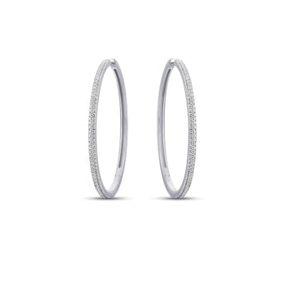 Gisser Silver 40mm Double Row Pavé Zirconia Hoops