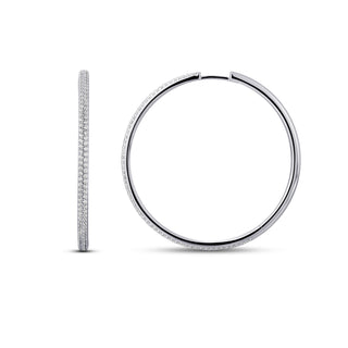 Gisser Silver 40mm Double Row Pavé Zirconia Hoops