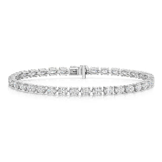 18ct White Gold 7ct Oval Lab-Grown Diamond Tennis Bracelet