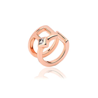Rose Gold Plated Silver Alexa White Topaz Ear Cuff