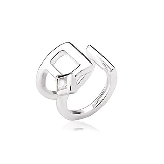 Silver Alexa White Topaz Ear Cuff
