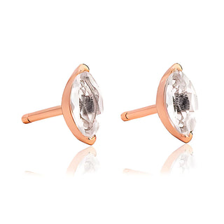 Rose Gold Plated Silver Eve Marquise White Topaz Stud Earrings