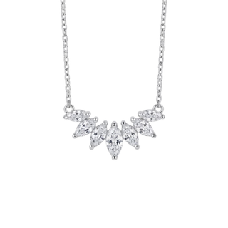 Silver Eve White Topaz Marquise Cluster Necklace