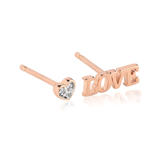 Lucinda King Love & Heart Stud Earrings