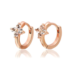 Rose Gold Plated Silver White Topaz Fleur Huggie Hoops