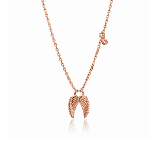 Rose Gold Plated Silver Angel Wings White Topaz Necklace