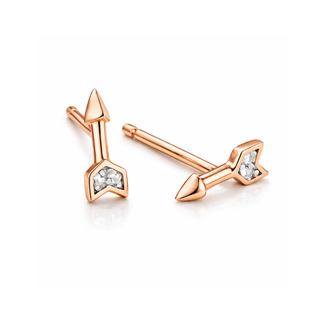 Rose Gold Plated Silver Grace White Topaz Arrow Stud Earrings