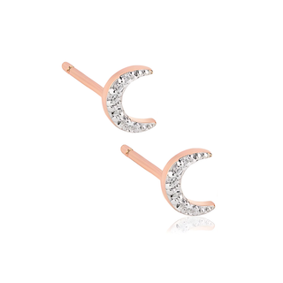 Rose Gold Plated Silver Grace White Topaz Moon Studs
