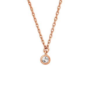 Rose Gold Plated Silver Megan White Topaz Mini Solitaire Necklace