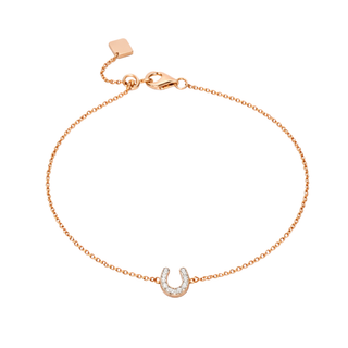 Rose Gold Plated Silver White Topaz Horseshoe Bracelet