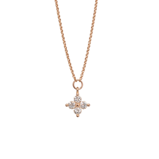 Rose Gold Plated Silver White Topaz Fleur Pendant