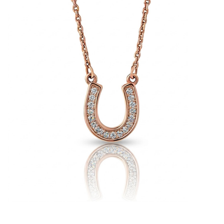 Rose Gold Plated Silver Grace White Topaz Horseshoe Pendant