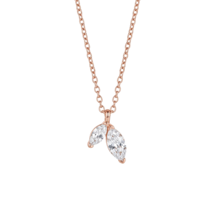 Rose Gold Plated Silver Eve White Topaz Double Marquise Pendant