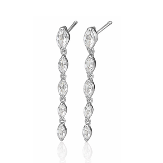 Silver Marquise White Topaz Drop Earrings