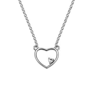 Silver Faith White Topaz Open Heart Necklace