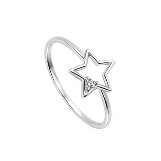 Silver Faith White Topaz Star Outline Ring