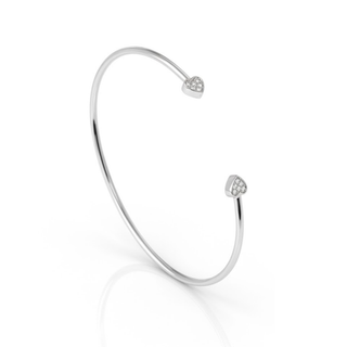 Silver Grace White Topaz Heart Open Bangle