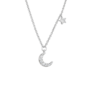 Silver Grace White Topaz Star & Moon Necklace