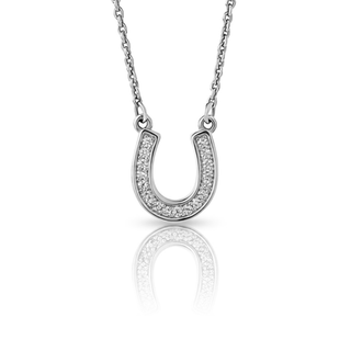 Silver Grace White Topaz Horseshoe Pendant