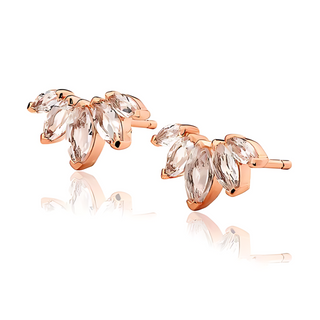 rose gold earrings with 5 marquise white topaz stones