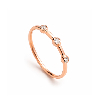 Rose Gold Plated Silver Megan White Topaz Trilogy Band Ring