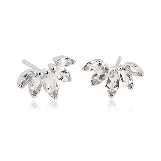 Silver Eve Marquise White Topaz Cluster Stud Earrings