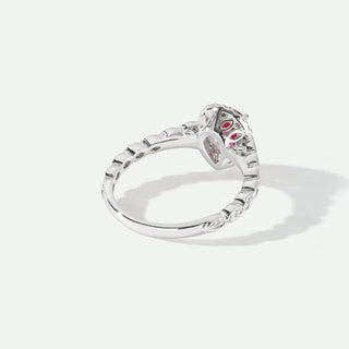 Lyra | 18ct White Gold 0.12ct tw Lab Grown Diamond and Created Ruby Vintage Ring