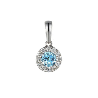 9ct White Gold Aquamarine & Diamond Cluster Pendant