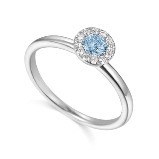 9ct White Gold Aquamarine & Diamond Cluster Ring
