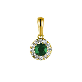 9ct Yellow Gold Emerald & Diamond Cluster Pendant