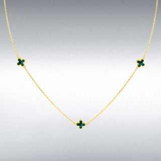 9ct Yellow Gold Malachite Petals Necklace | Malachite Jewellery