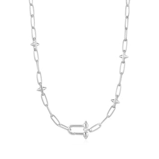 Silver Stud Link Charm Necklace | N048-06H