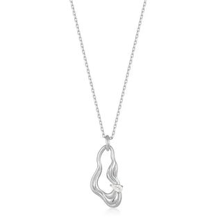 Twisted Wave Drop Pendant Necklace