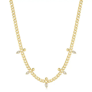 Ania Haie Gold Plated Silver Curb Chain Sparkle Point Necklace
