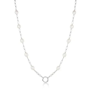 Pearl Chain Charm Connector Necklace