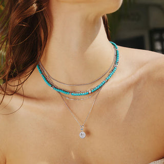 Ania Haie Silver Lab Created Turquoise Beaded Necklace