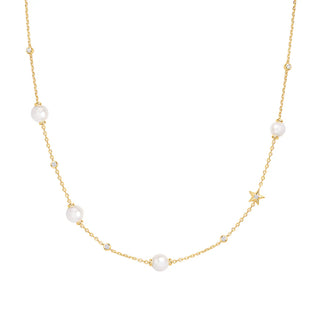 Ania Haie Gold Shell Pearl and Star Station Necklace